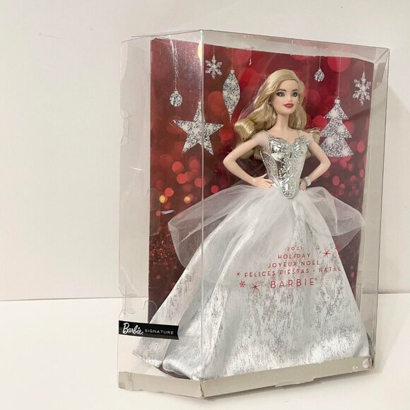 Mattel Barbie Signature 2021 Holiday Collector Doll Blonde Hair Damaged Box - Picture 4 of 16